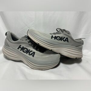 Hoka One One Bondi 8 Gray Lace Up Athletic Shoes 1123202-SHMS